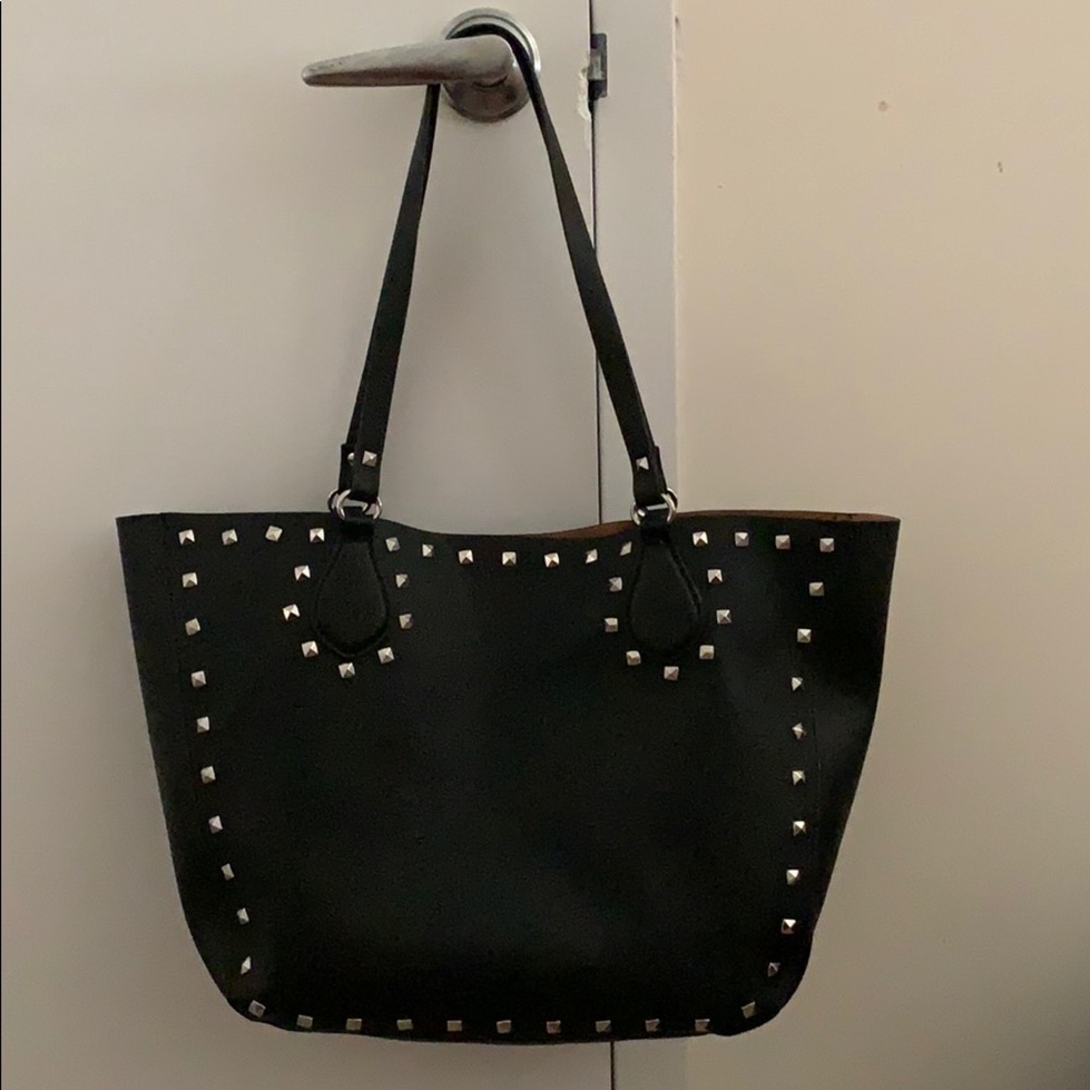 Zara black studded tote bag